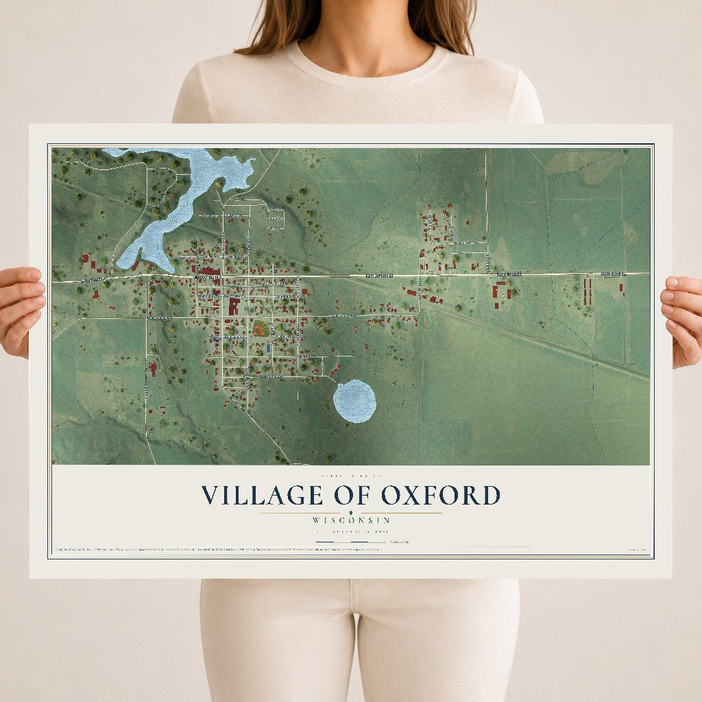 Map of Oxford, Wisconsin, 18 x 24 inch unframed archival matte print
