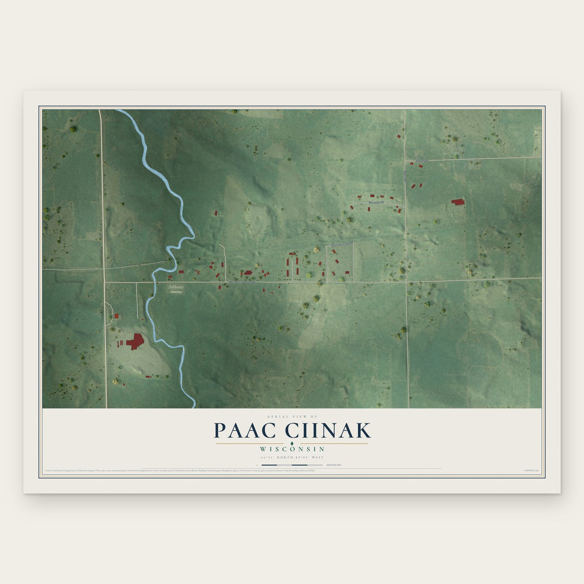 Paac Ciinak, Wisconsin map print, the full design