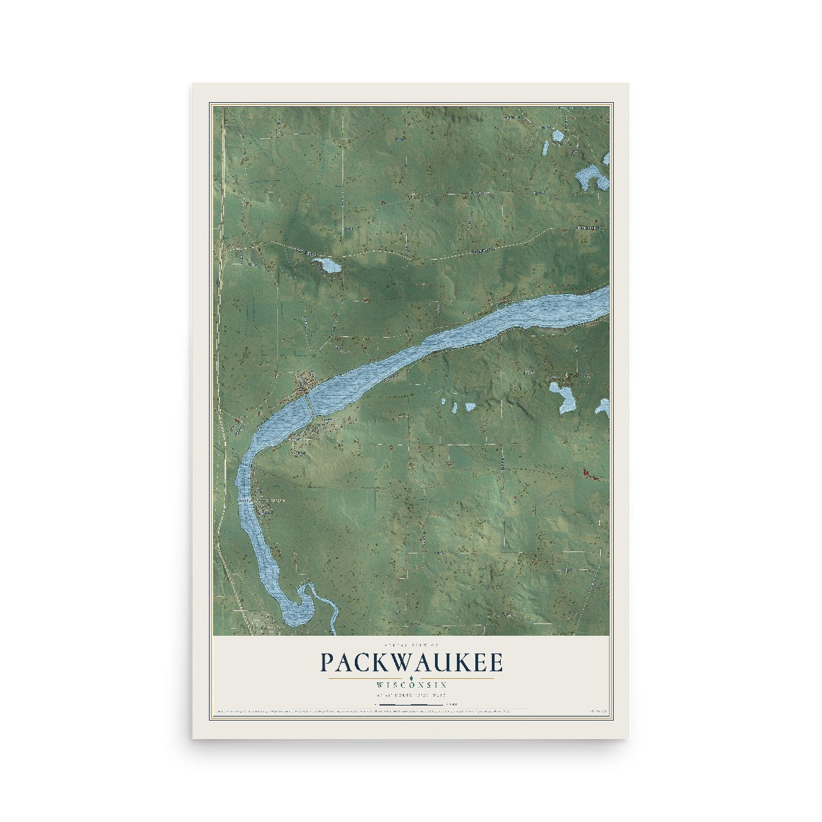 Map of Packwaukee, Wisconsin, 12 x 18 inch unframed archival matte print
