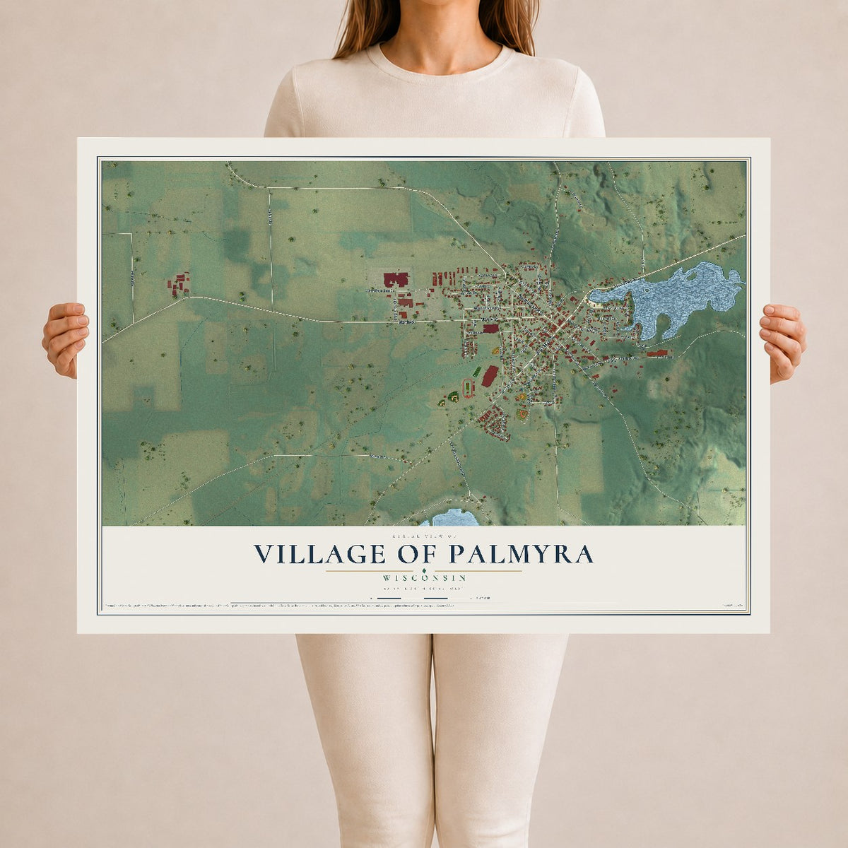 Map of Palmyra, Wisconsin, 24 x 36 inch unframed archival matte print