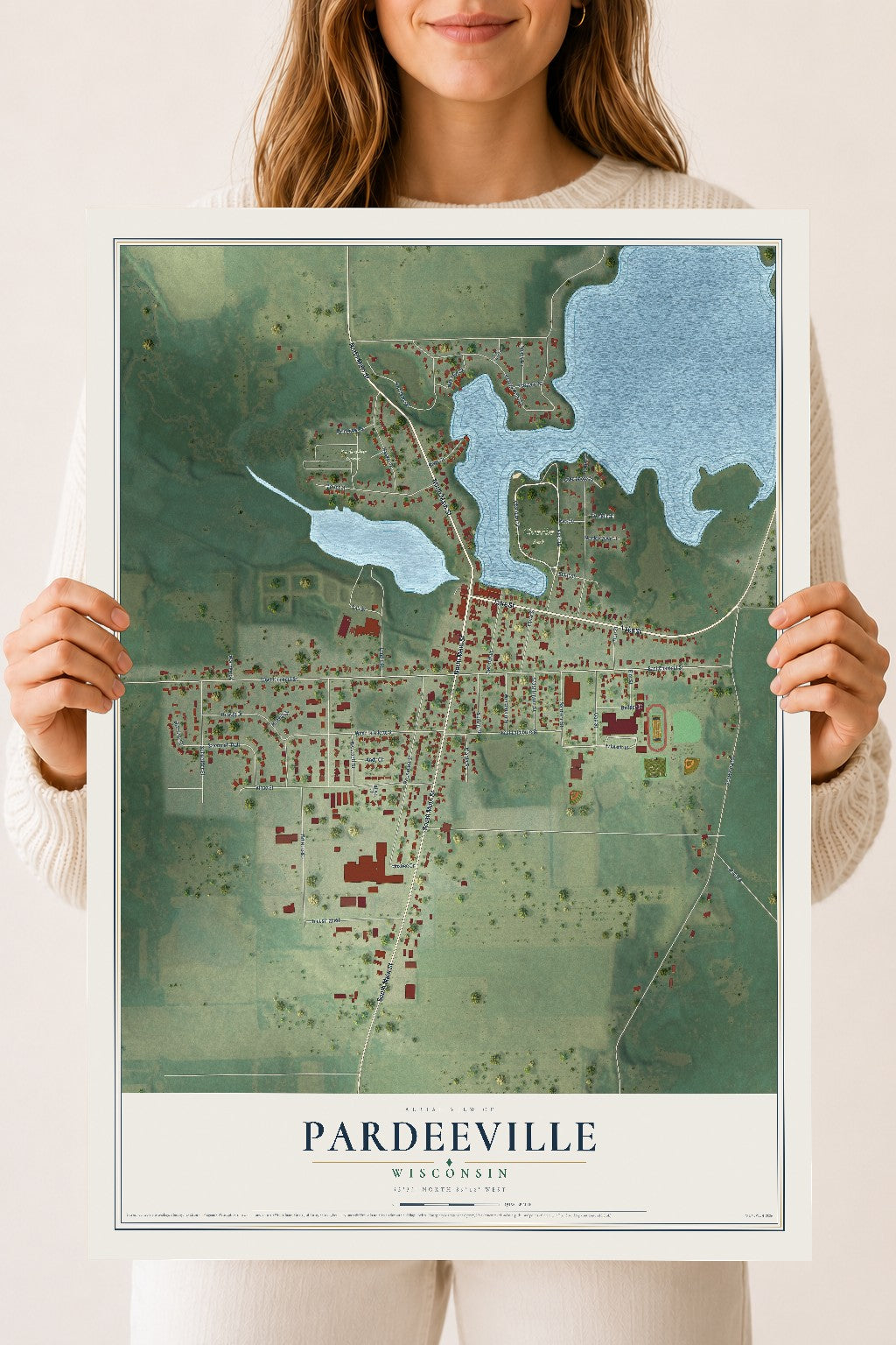 Map of Pardeeville, Wisconsin, 18 x 24 inch unframed archival matte print