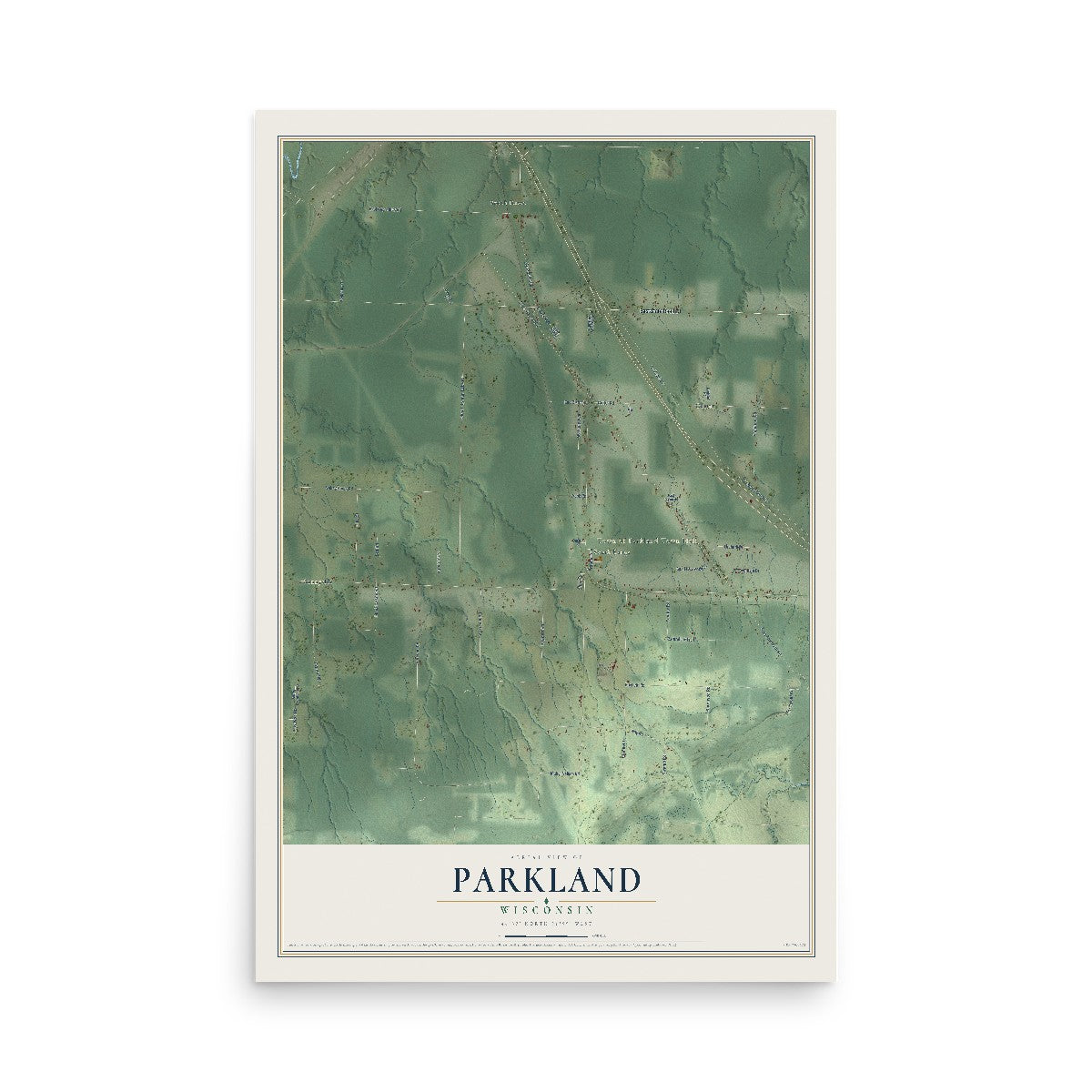 Map of Parkland, Wisconsin, 12 x 18 inch unframed archival matte print