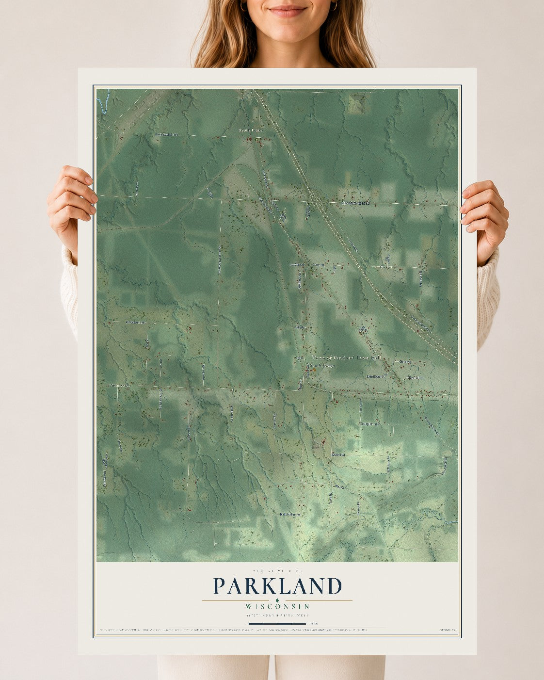 Map of Parkland, Wisconsin, 24 x 36 inch unframed archival matte print