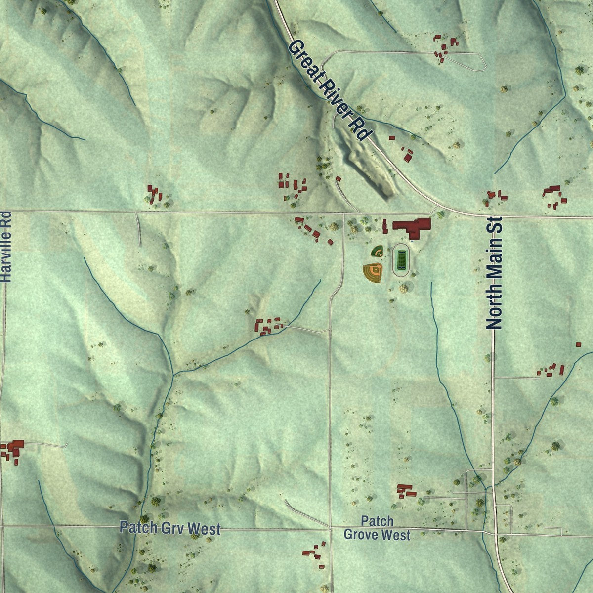 Close-up of the map of the Town of Patch Grove, Wisconsin print showing street and building detail