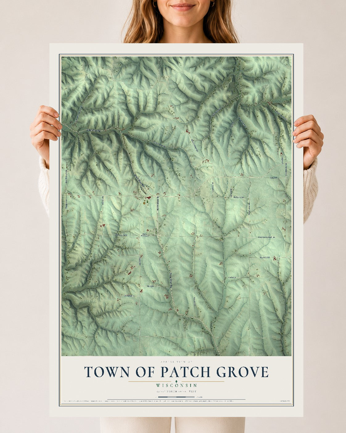 Map of the Town of Patch Grove, Wisconsin, 24 x 36 inch unframed archival matte print