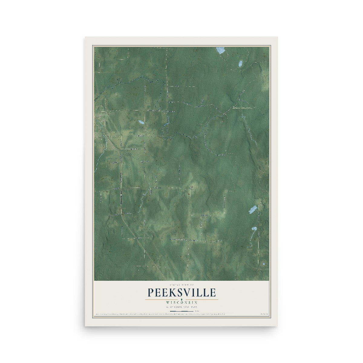 Map of Peeksville, Wisconsin, 12 x 18 inch unframed archival matte print