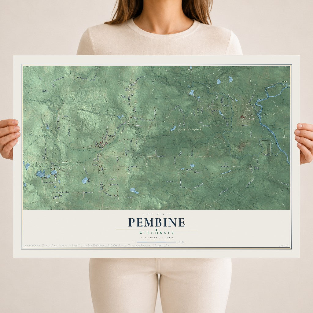 Map of Pembine, Wisconsin, 18 x 24 inch unframed archival matte print
