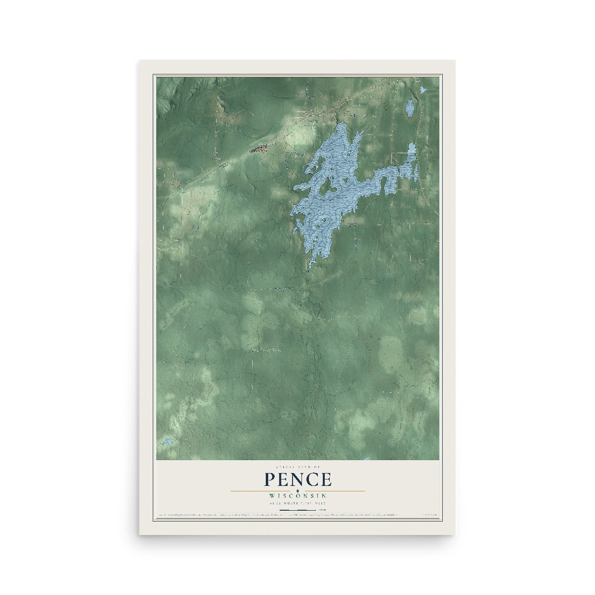 Map of Pence, Wisconsin, 12 x 18 inch unframed archival matte print