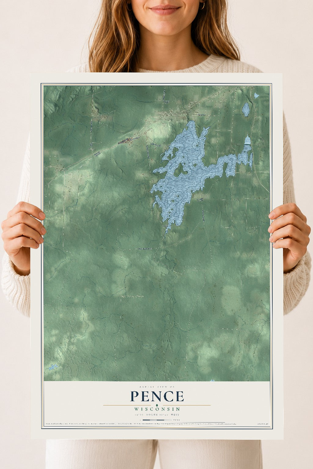 Map of Pence, Wisconsin, 18 x 24 inch unframed archival matte print