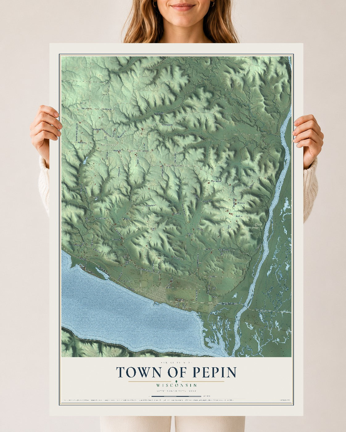 Map of the Town of Pepin, Wisconsin, 24 x 36 inch unframed archival matte print
