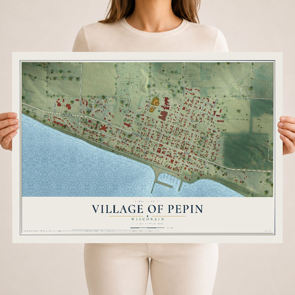 Map of Pepin, Wisconsin, 18 x 24 inch unframed archival matte print