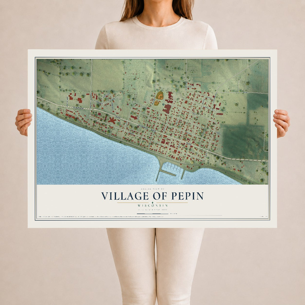 Map of Pepin, Wisconsin, 24 x 36 inch unframed archival matte print