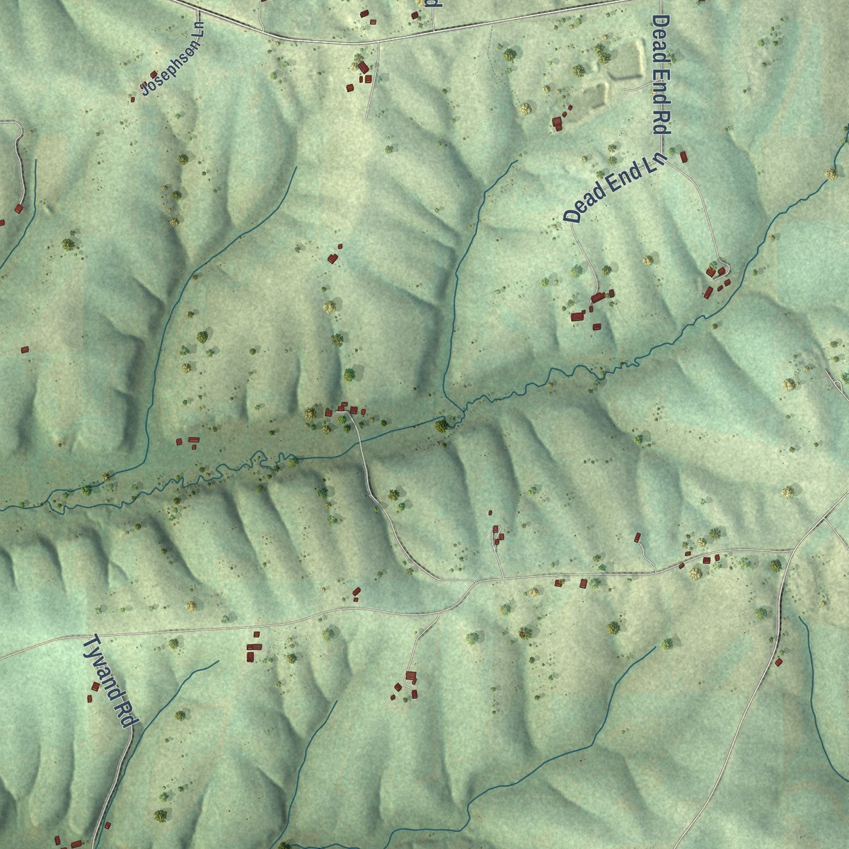 Close-up of the map of Perry, Wisconsin print showing street and building detail