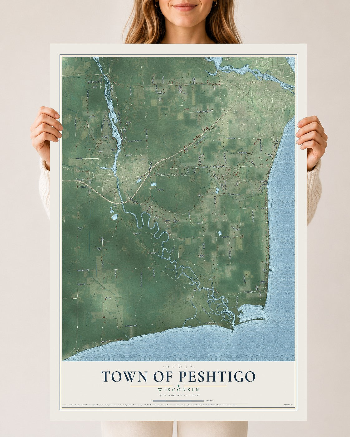 Map of the Town of Peshtigo, Wisconsin, 24 x 36 inch unframed archival matte print