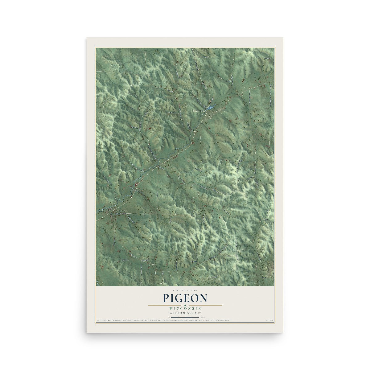 Map of Pigeon, Wisconsin, 12 x 18 inch unframed archival matte print