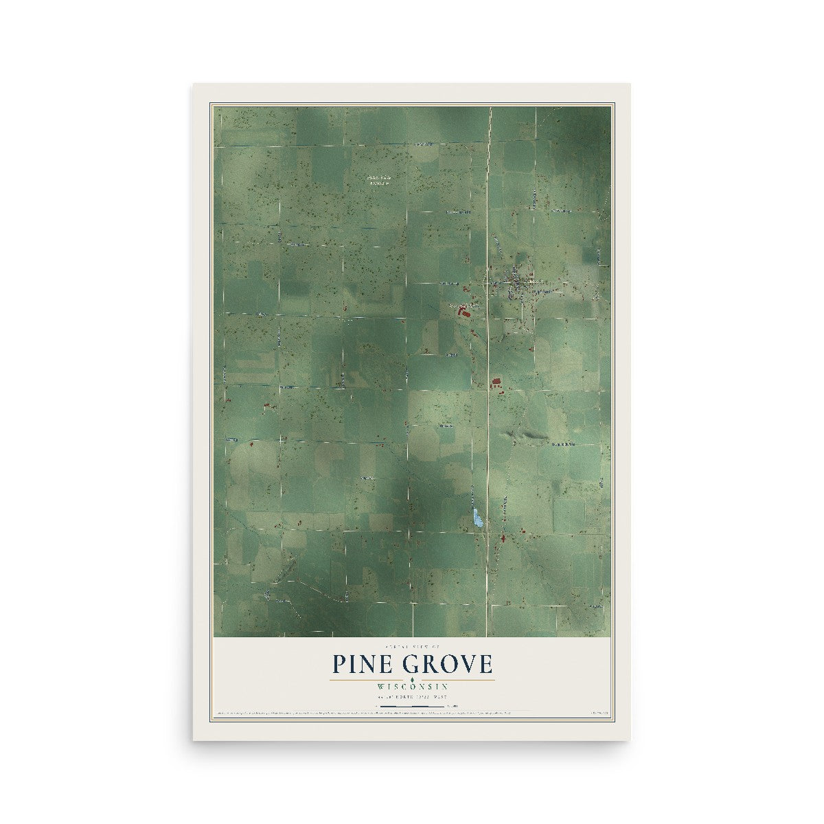 Map of Pine Grove, Wisconsin, 12 x 18 inch unframed archival matte print