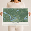 Map of Pine Lake, Wisconsin, 12 x 18 inch unframed archival matte print