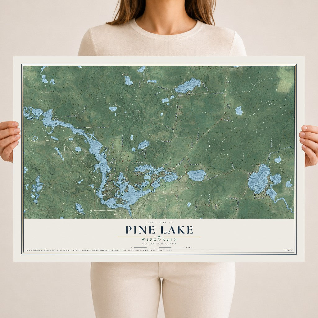 Map of Pine Lake, Wisconsin, 18 x 24 inch unframed archival matte print