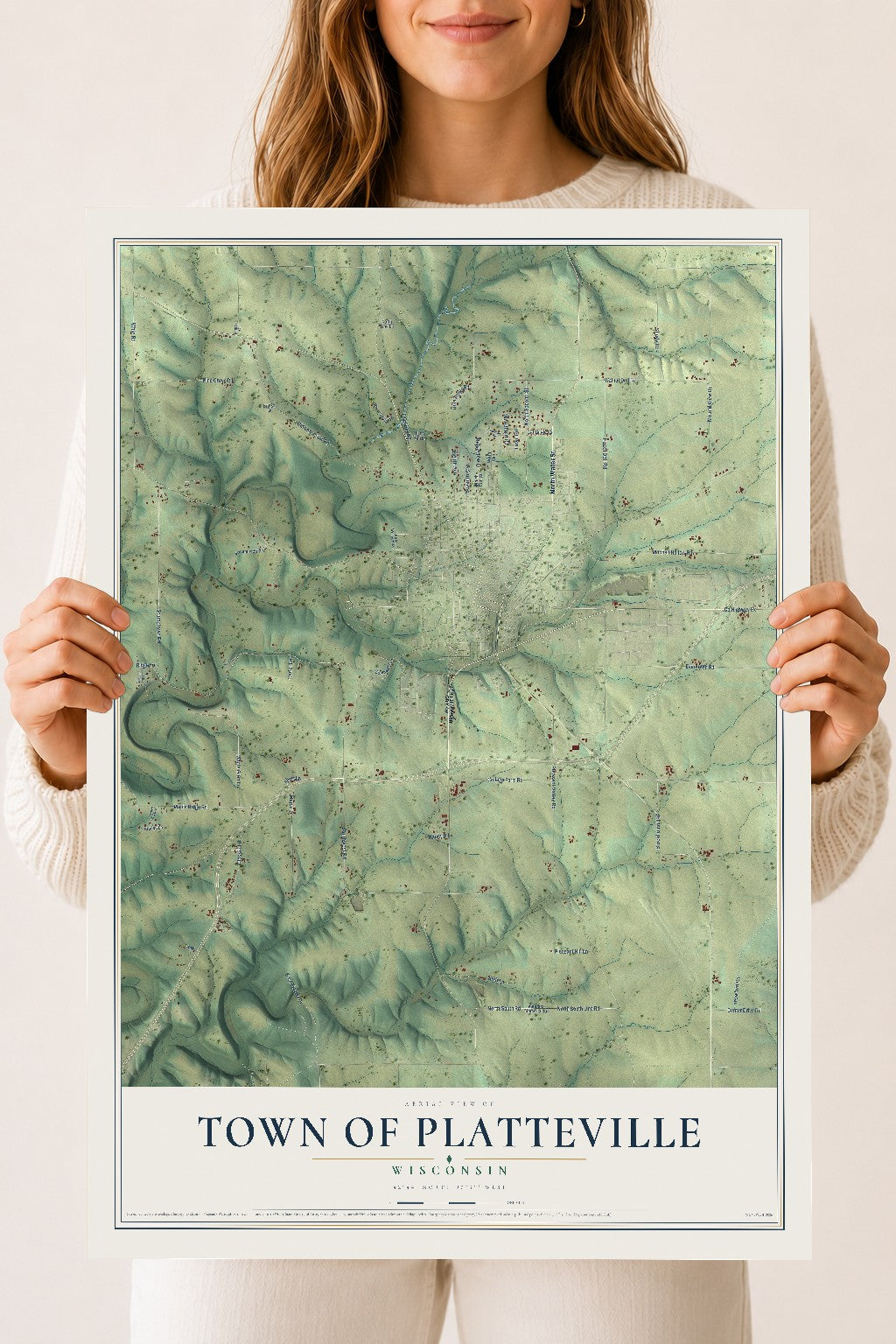 Map of the Town of Platteville, Wisconsin, 18 x 24 inch unframed archival matte print