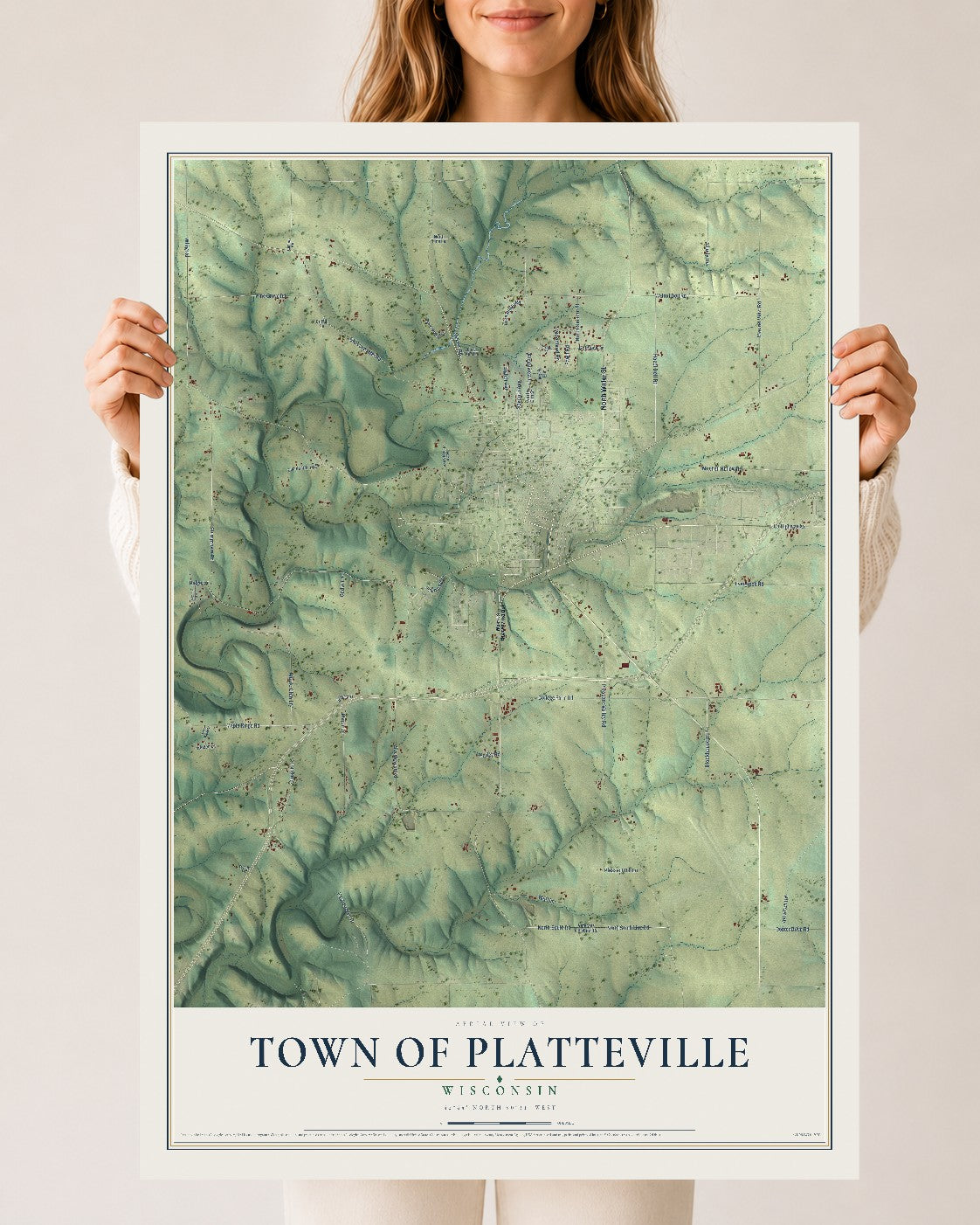 Map of the Town of Platteville, Wisconsin, 24 x 36 inch unframed archival matte print