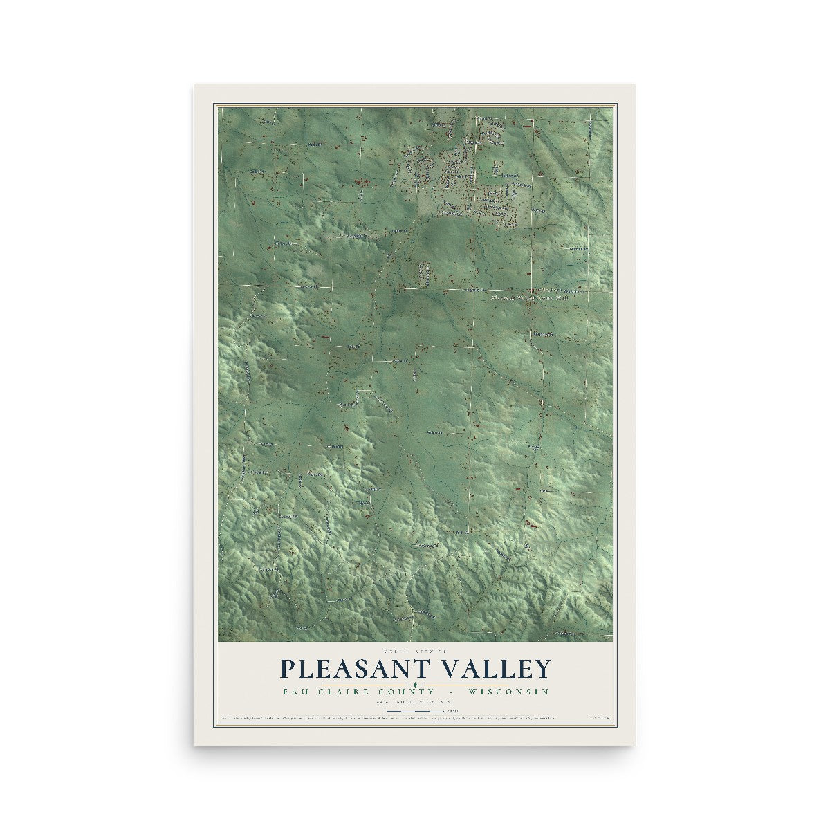 Map of Pleasant Valley, Eau Claire County, Wisconsin, 12 x 18 inch unframed archival matte print