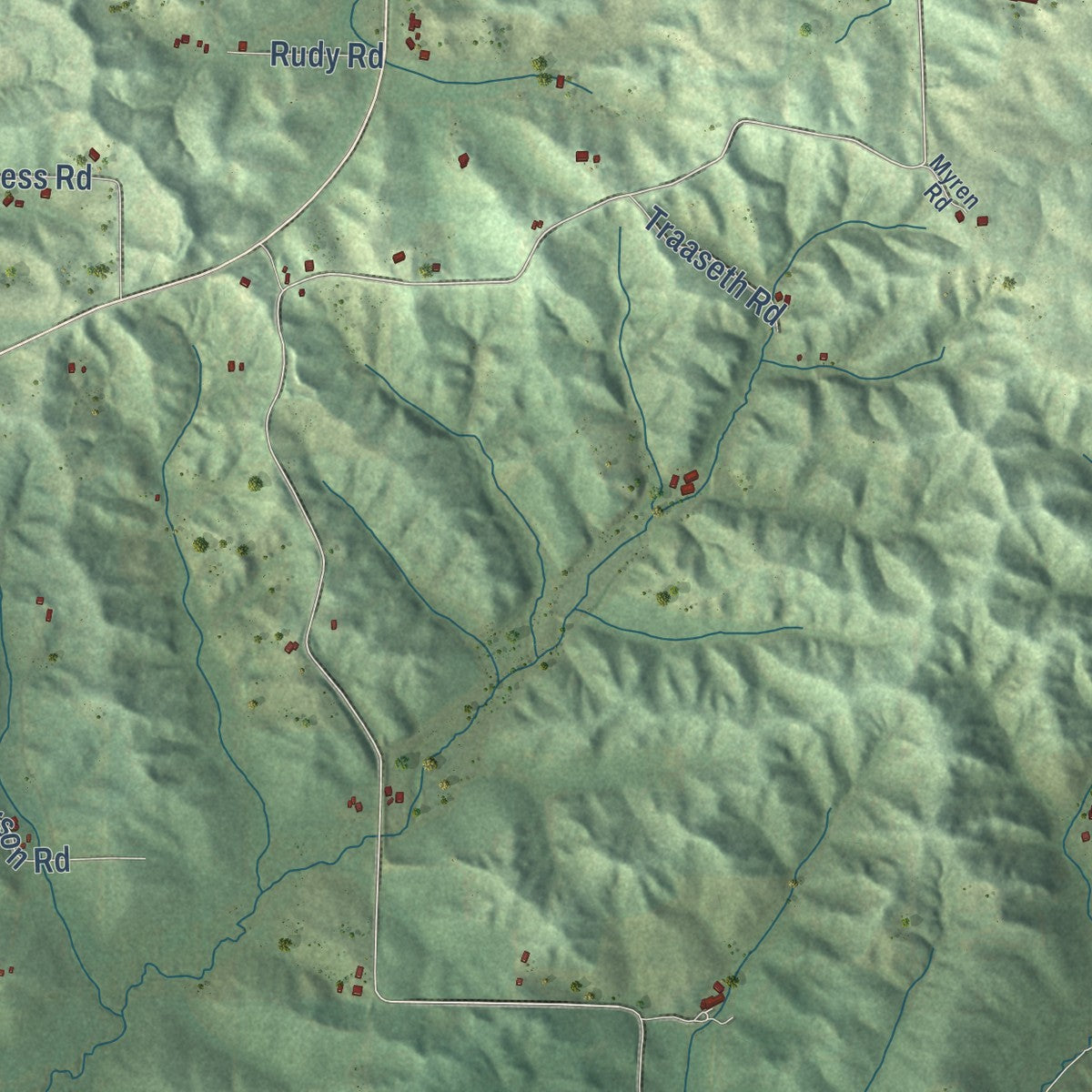 Second close-up of the map of Pleasant Valley, Eau Claire County, Wisconsin print showing more streets and buildings