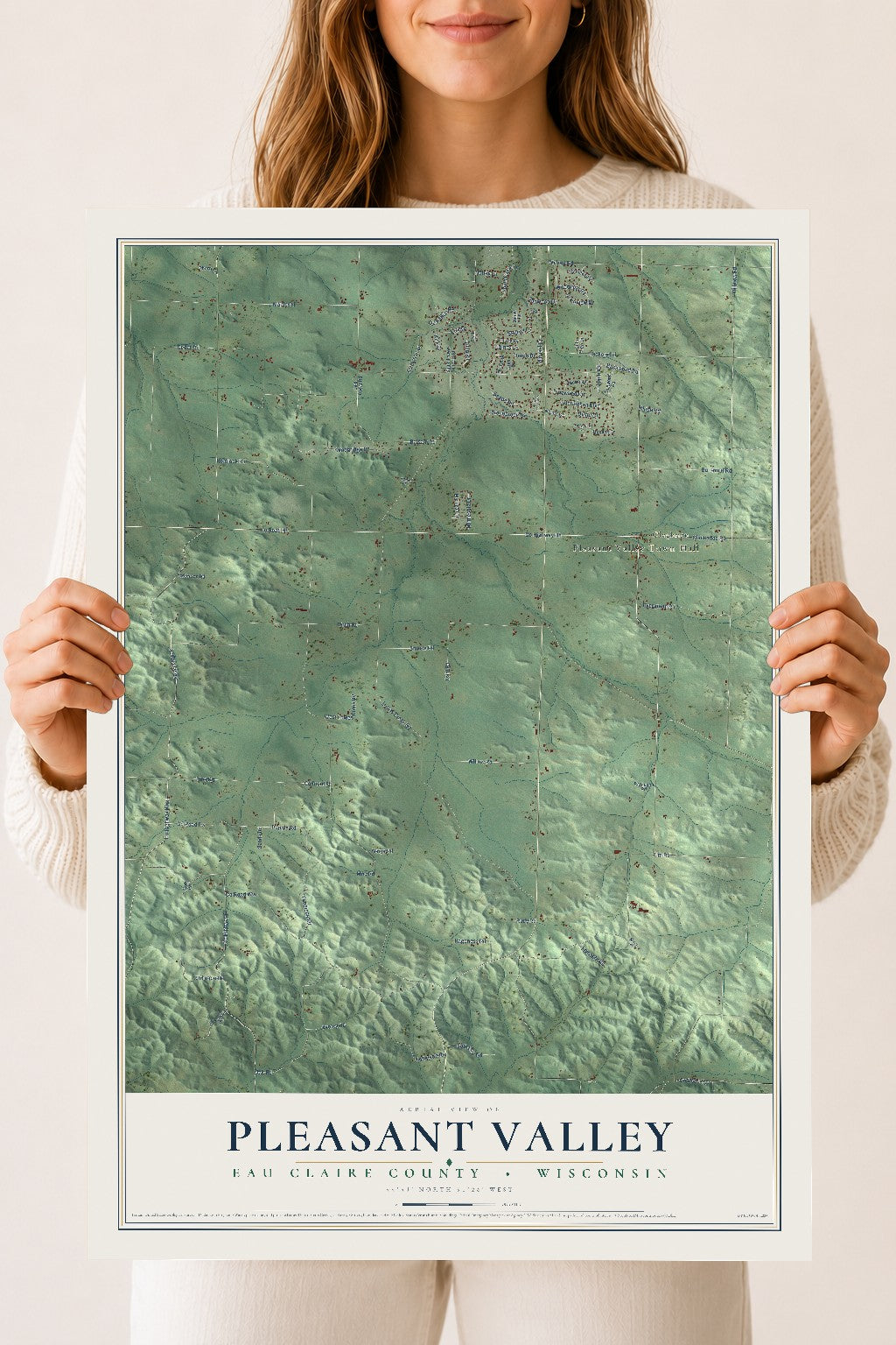Map of Pleasant Valley, Eau Claire County, Wisconsin, 18 x 24 inch unframed archival matte print