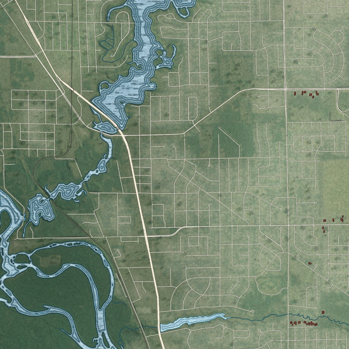 Close-up of the map of the Town of Plover, Portage County, Wisconsin print showing street and building detail