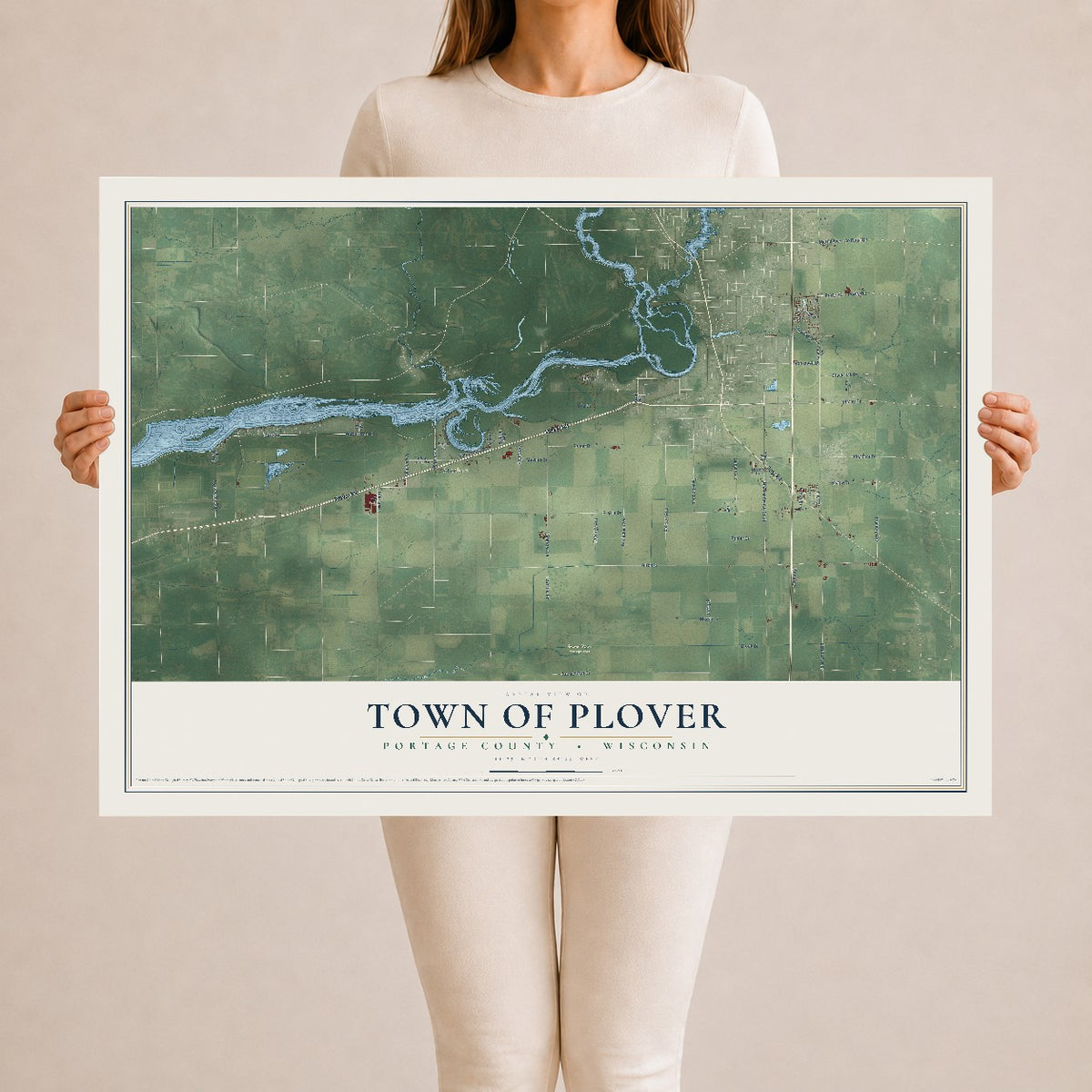 Map of the Town of Plover, Portage County, Wisconsin, 24 x 36 inch unframed archival matte print