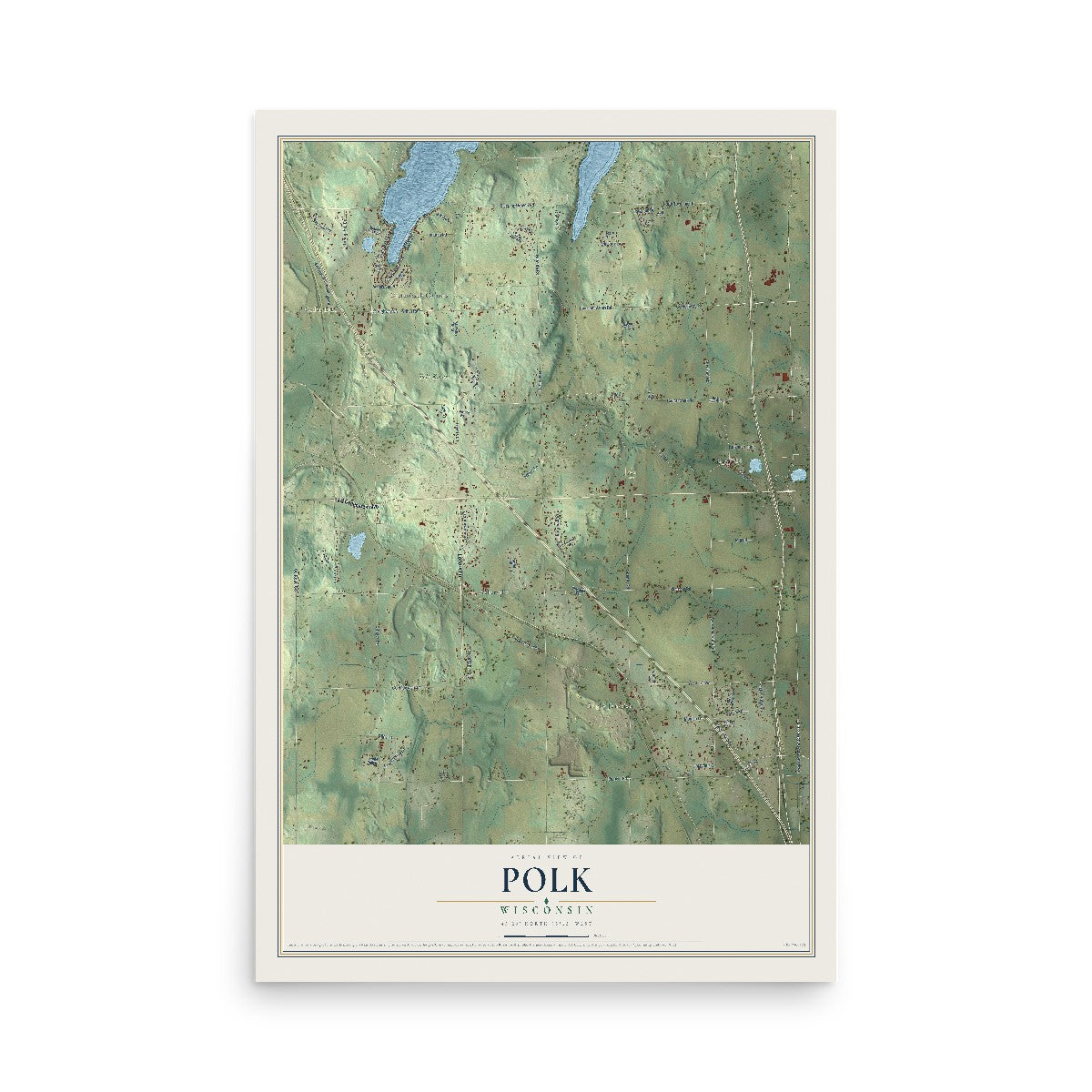 Map of Polk, Wisconsin, 12 x 18 inch unframed archival matte print