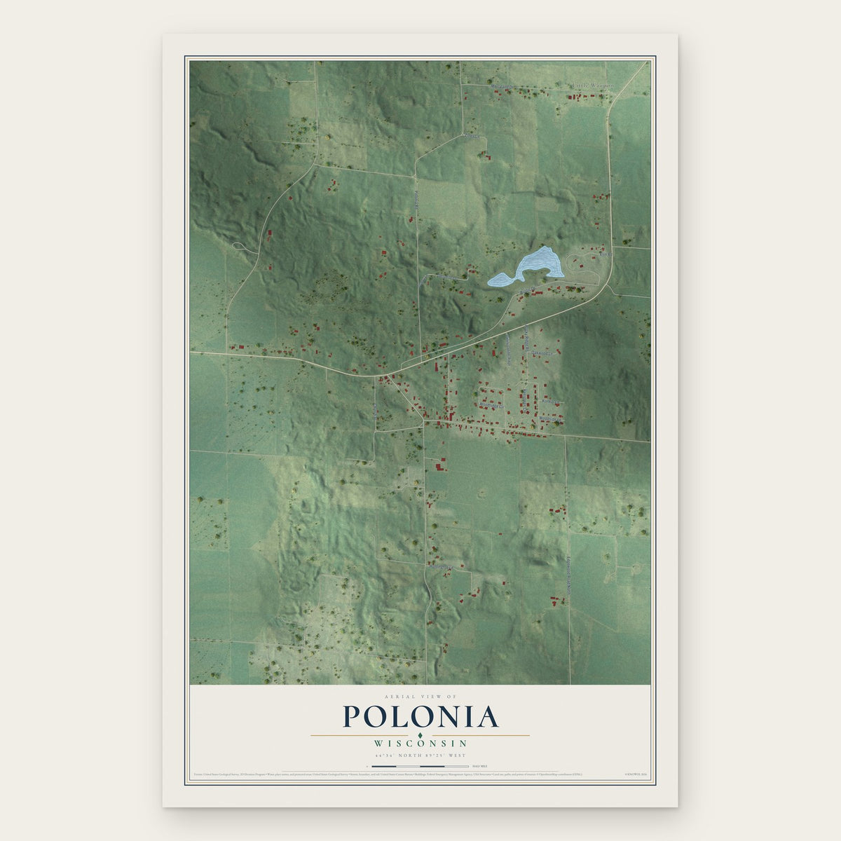 Polonia, Wisconsin map print, the full design