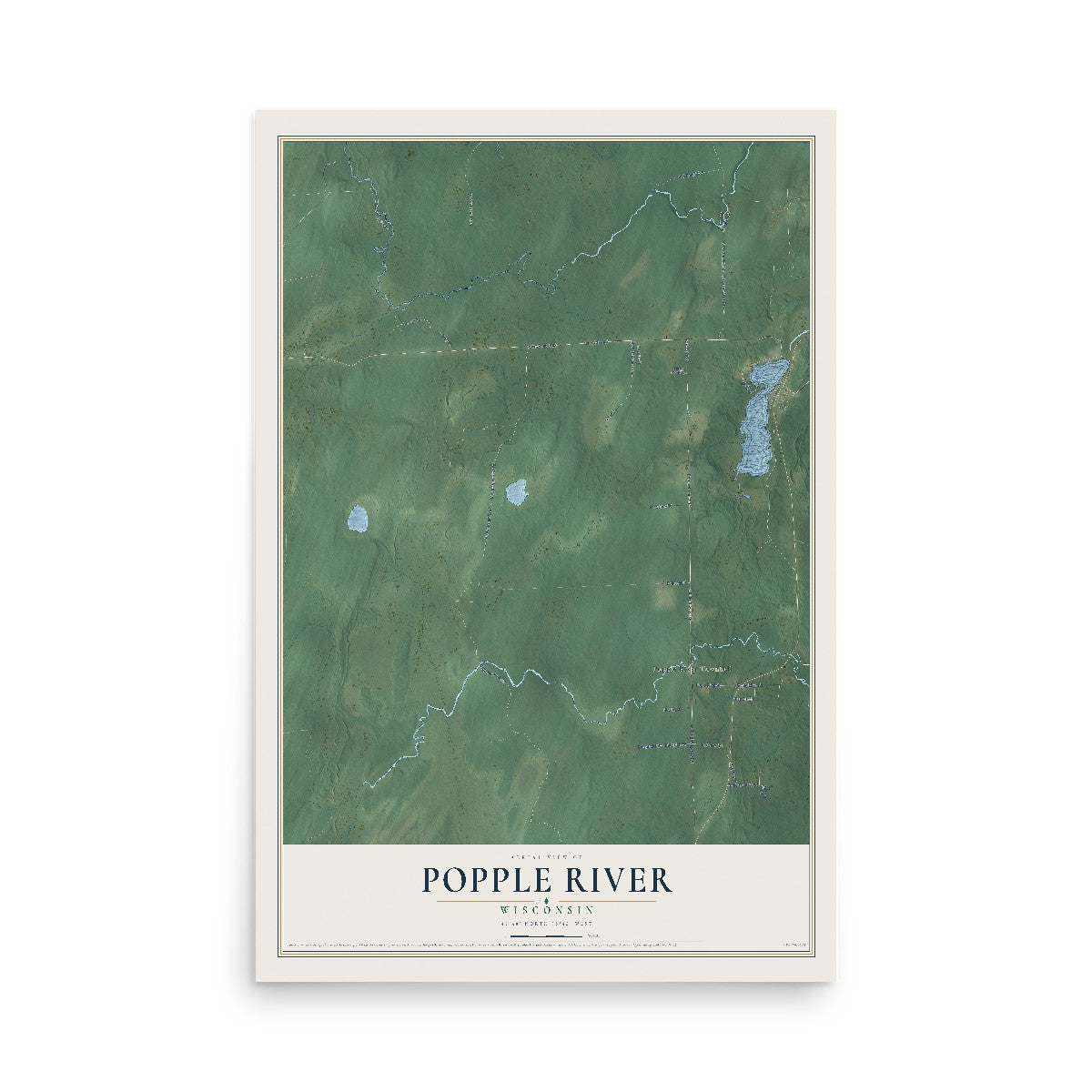 Map of Popple River, Wisconsin, 12 x 18 inch unframed archival matte print