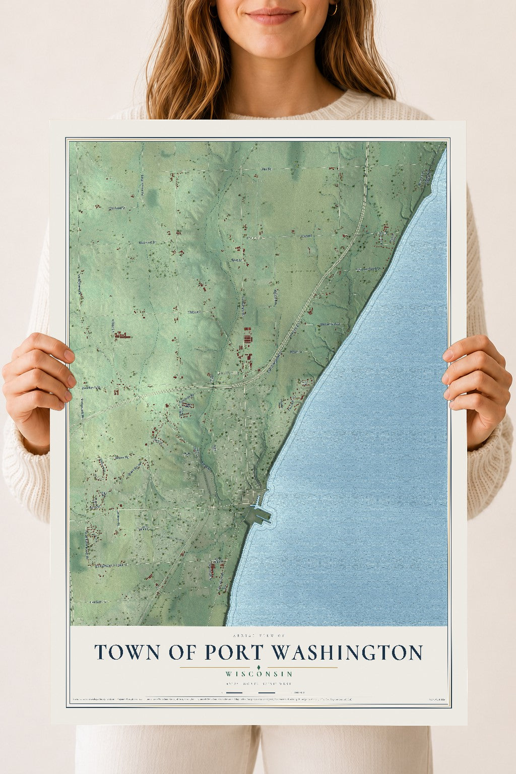 Map of the Town of Port Washington, Wisconsin, 18 x 24 inch unframed archival matte print