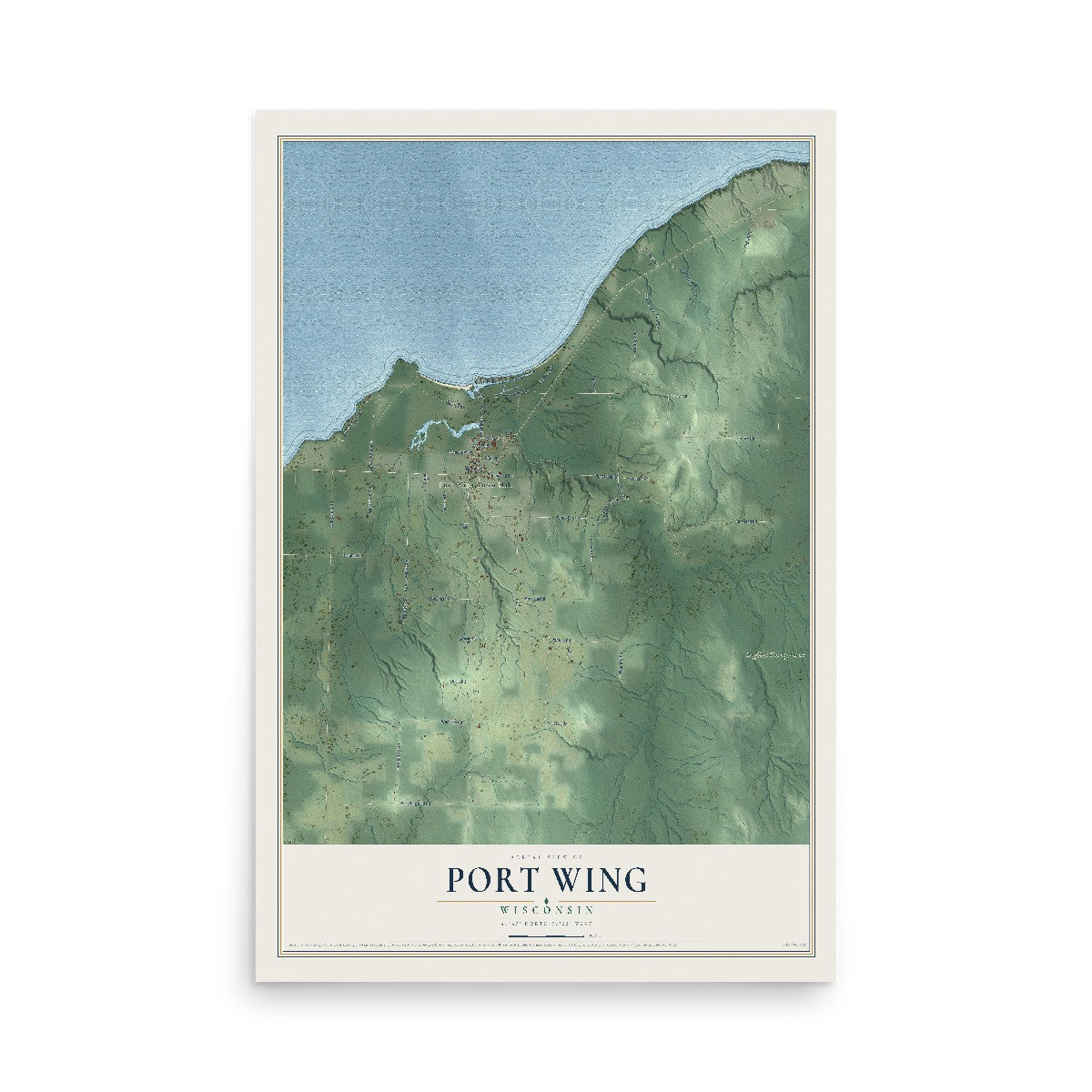 Map of Port Wing, Wisconsin, 12 x 18 inch unframed archival matte print