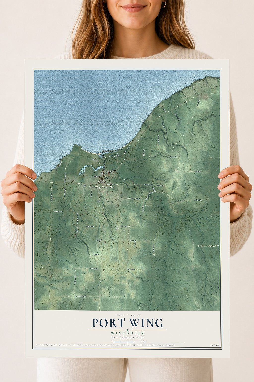 Map of Port Wing, Wisconsin, 18 x 24 inch unframed archival matte print