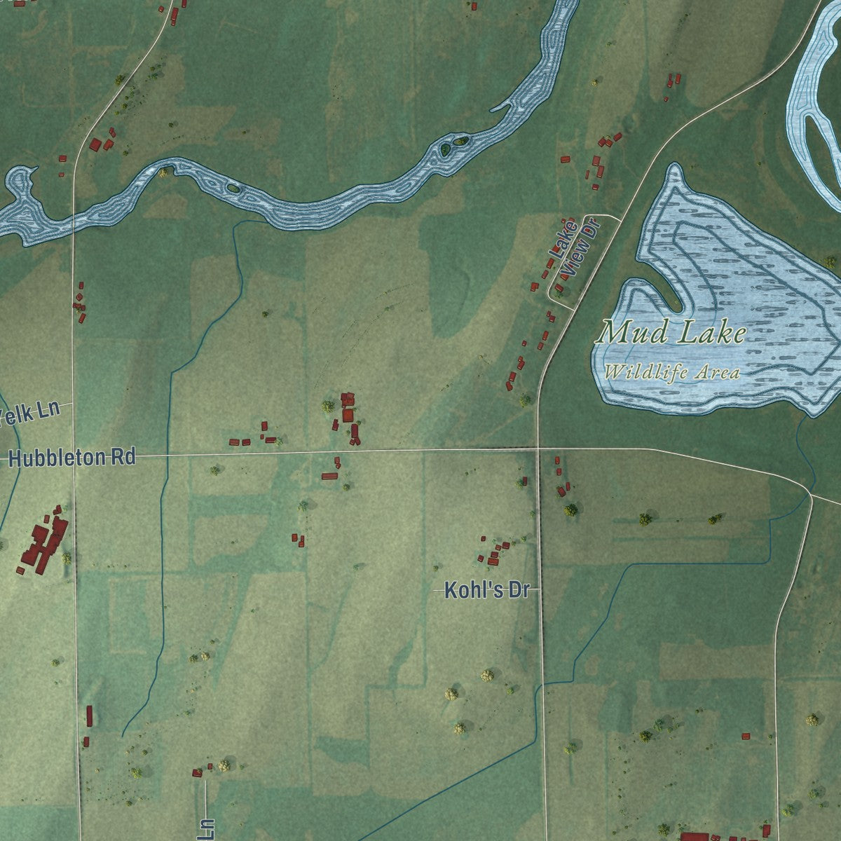 Close-up of the map of Portland, Dodge County, Wisconsin print showing street and building detail