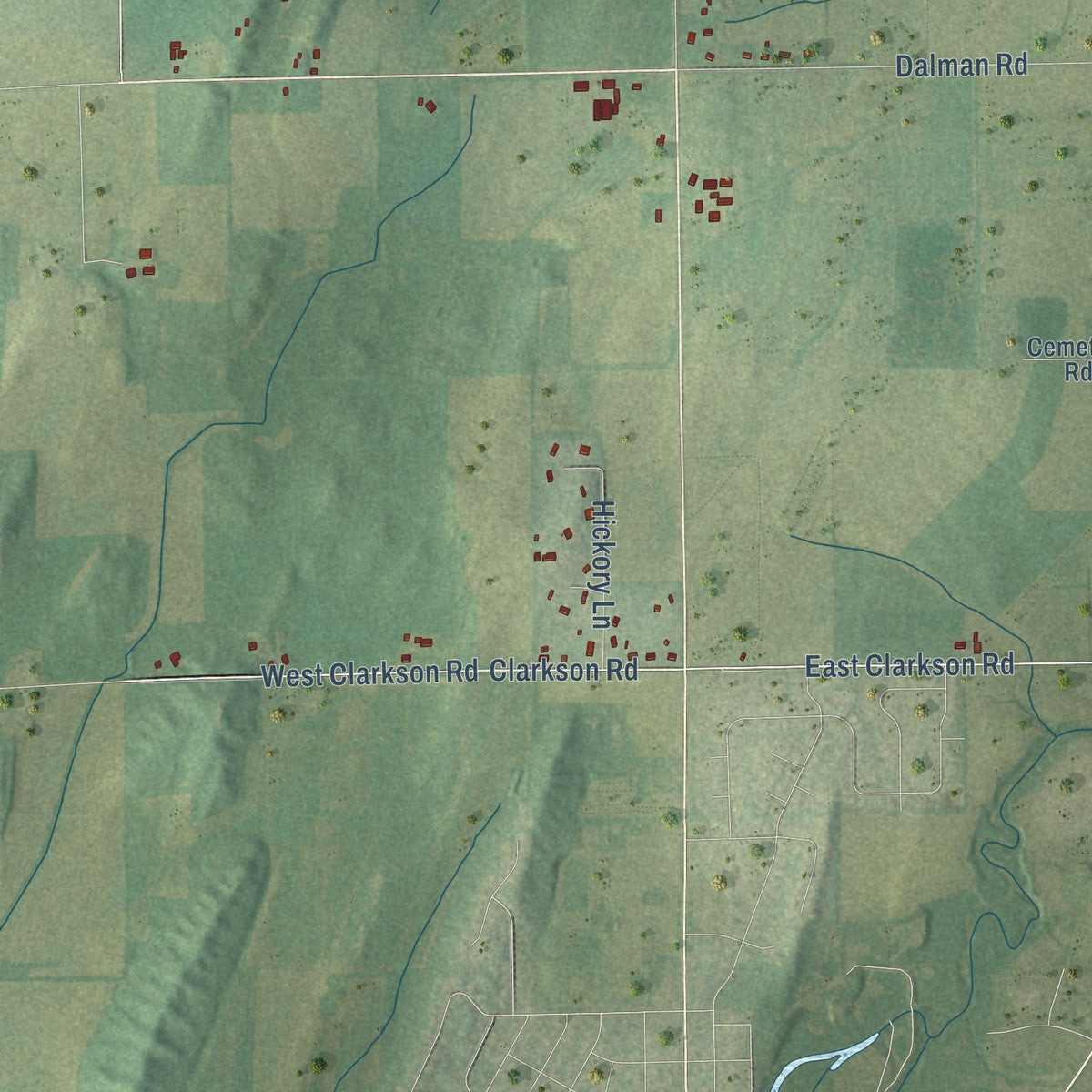 Second close-up of the map of Portland, Dodge County, Wisconsin print showing more streets and buildings
