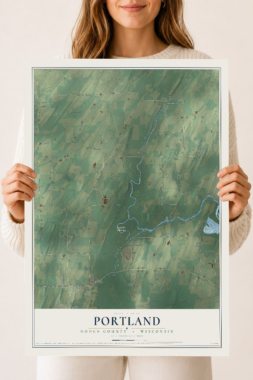 Map of Portland, Dodge County, Wisconsin, 18 x 24 inch unframed archival matte print