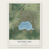Potter Lake, Wisconsin map print, the full design