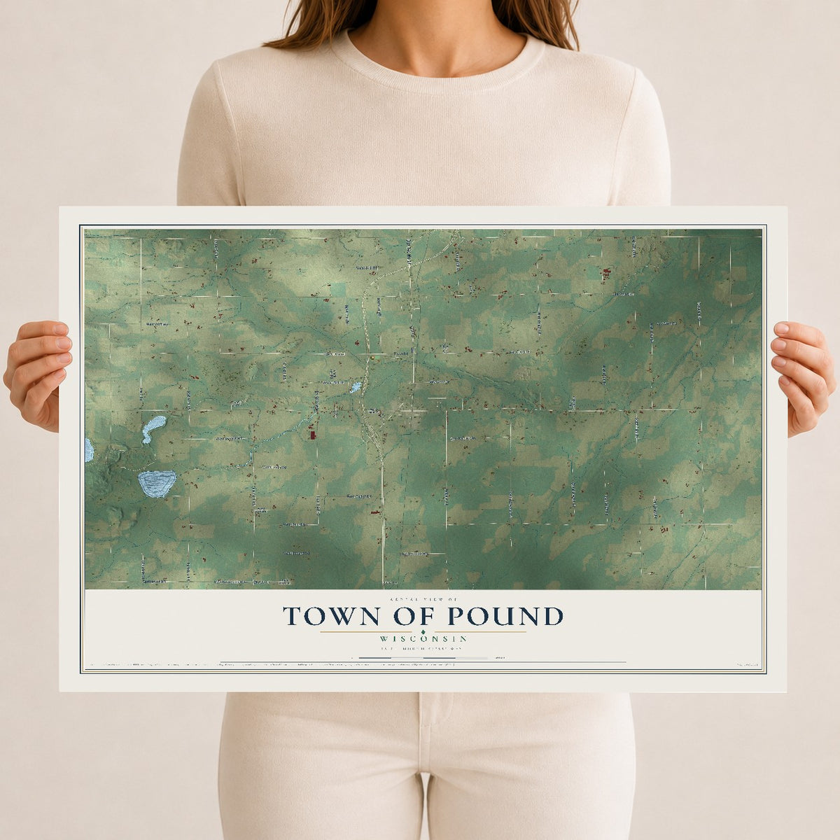 Map of the Town of Pound, Wisconsin, 12 x 18 inch unframed archival matte print