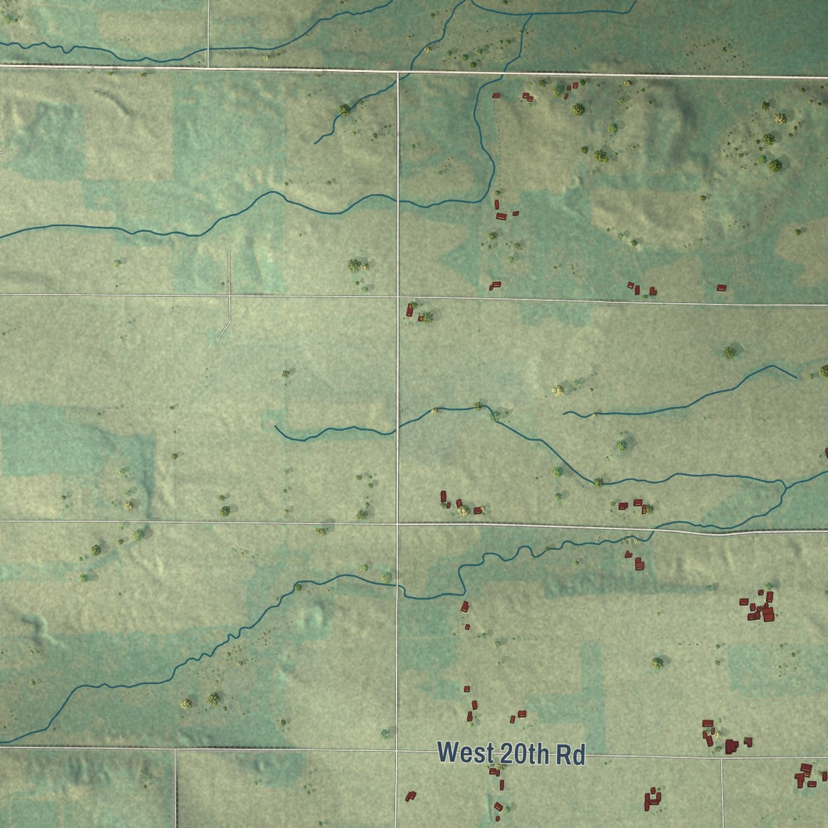 Second close-up of the map of the Town of Pound, Wisconsin print showing more streets and buildings