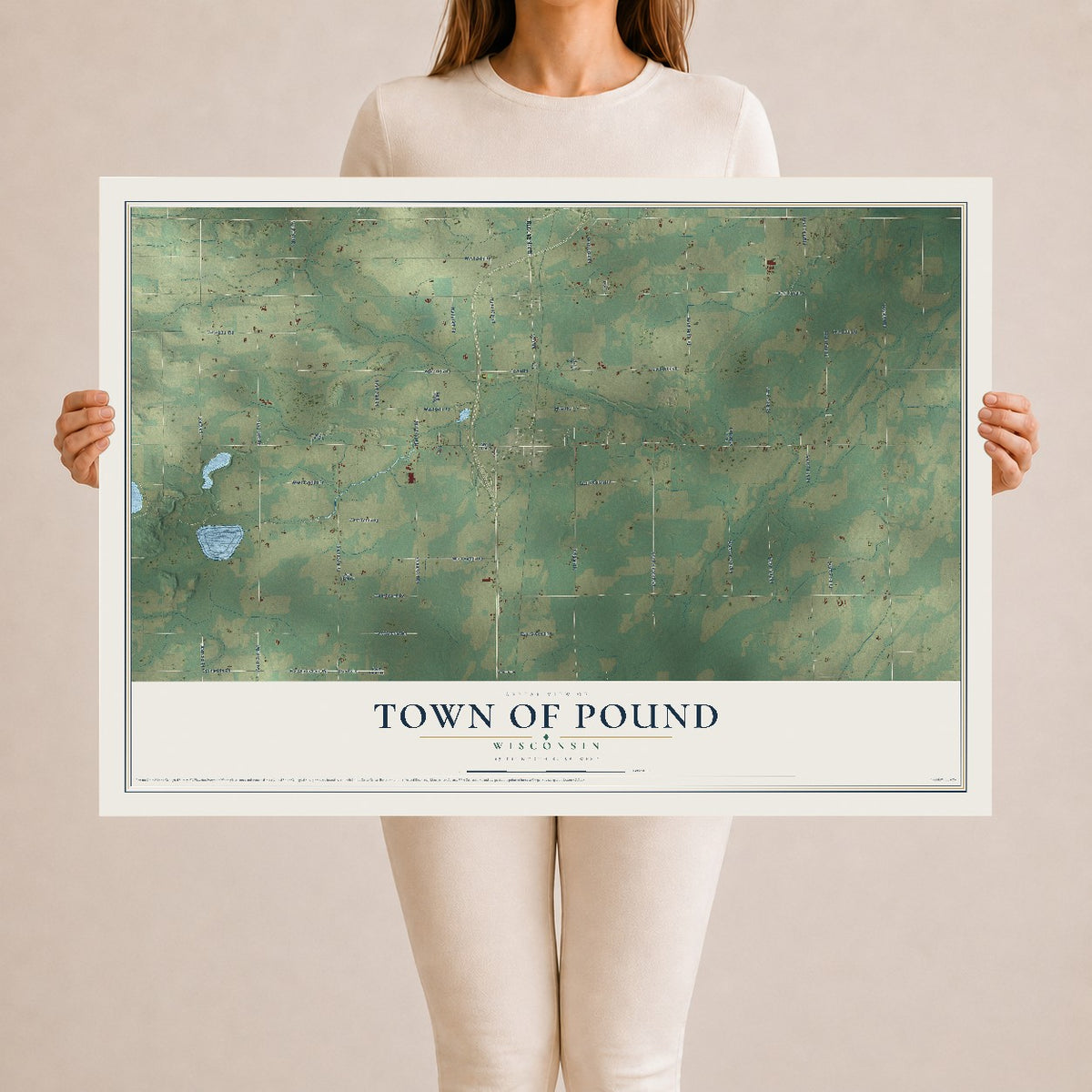 Map of the Town of Pound, Wisconsin, 24 x 36 inch unframed archival matte print