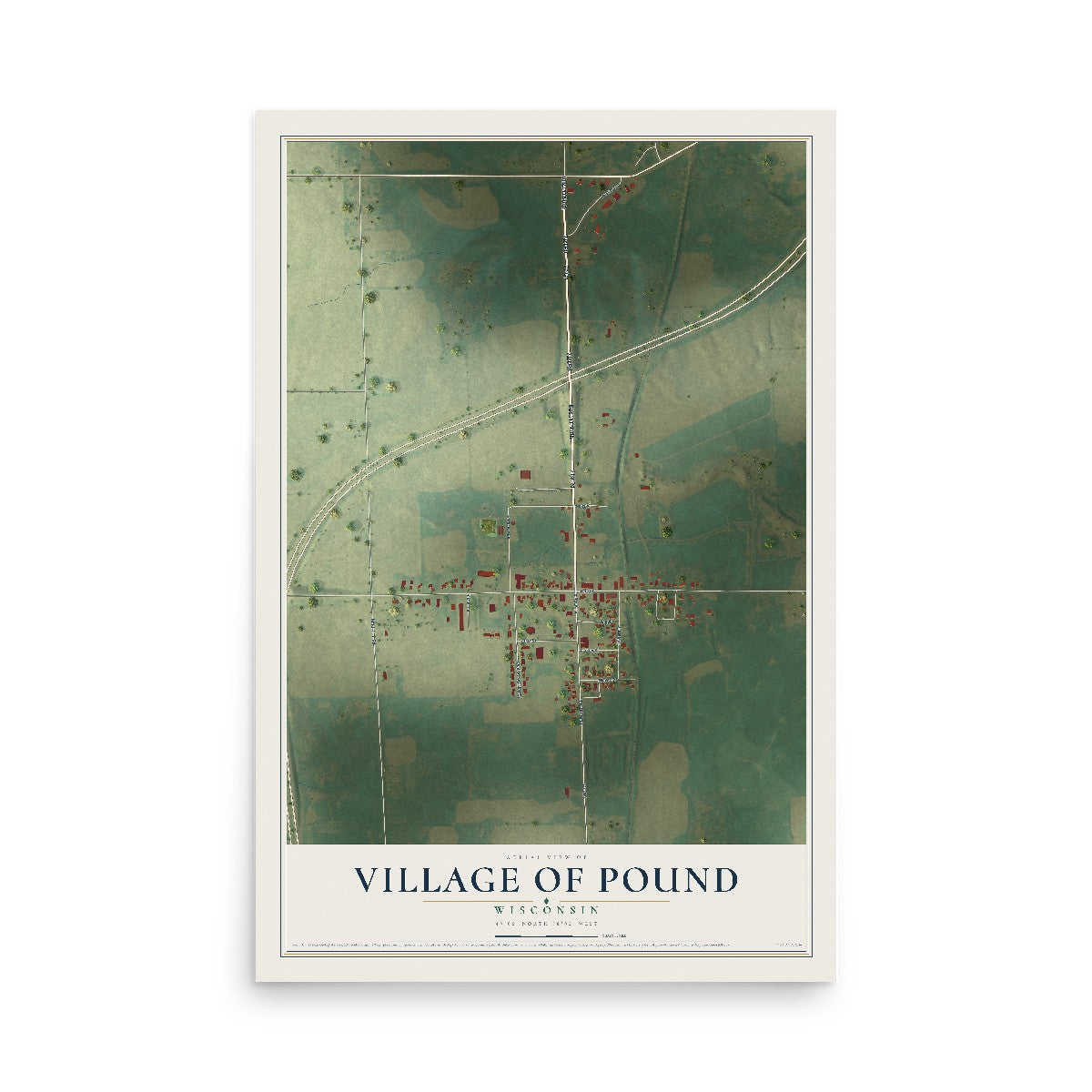 Map of Pound, Wisconsin, 12 x 18 inch unframed archival matte print