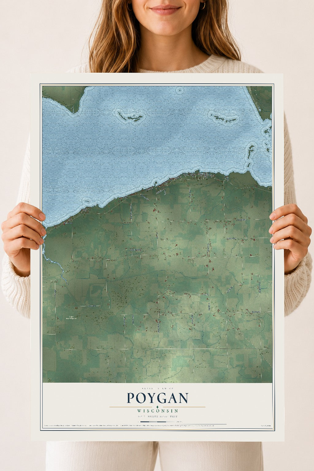 Map of Poygan, Wisconsin, 18 x 24 inch unframed archival matte print