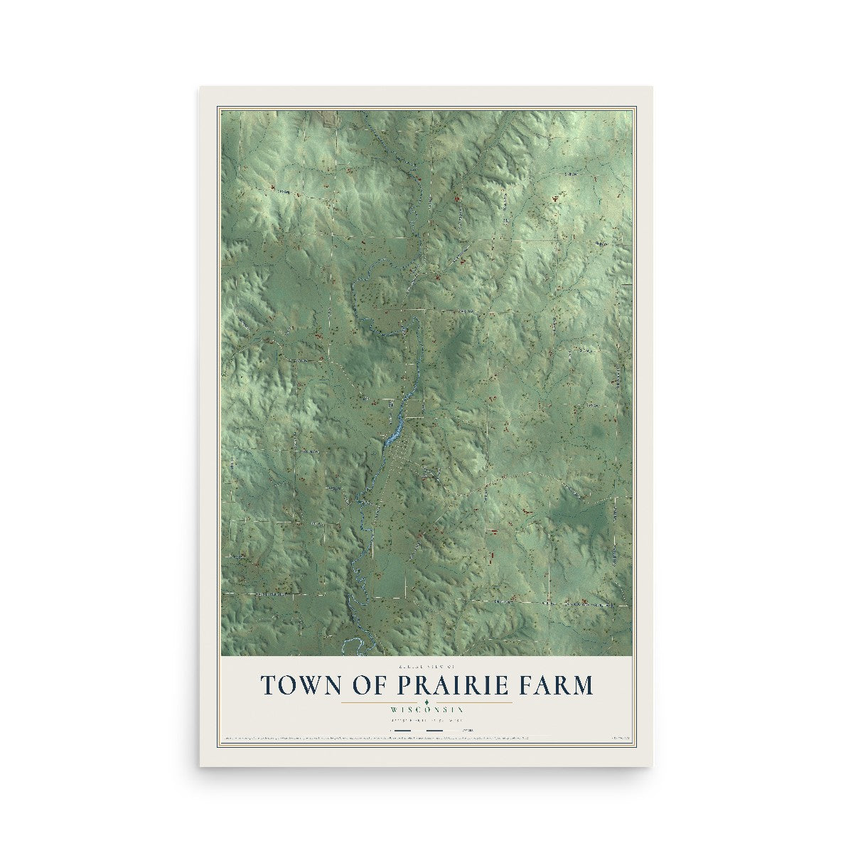 Map of the Town of Prairie Farm, Wisconsin, 12 x 18 inch unframed archival matte print