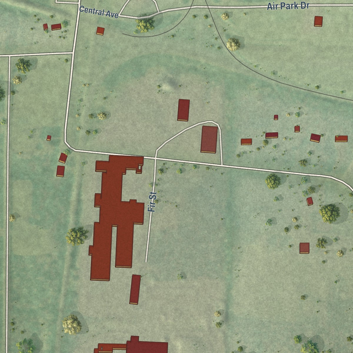 Second close-up of the map of Prentice, Wisconsin print showing more streets and buildings
