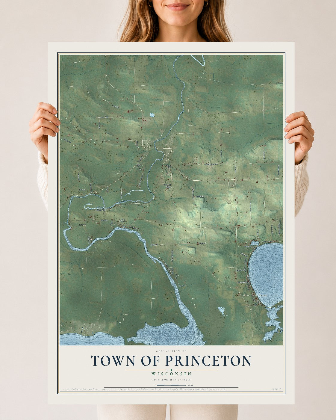 Map of the Town of Princeton, Wisconsin, 24 x 36 inch unframed archival matte print