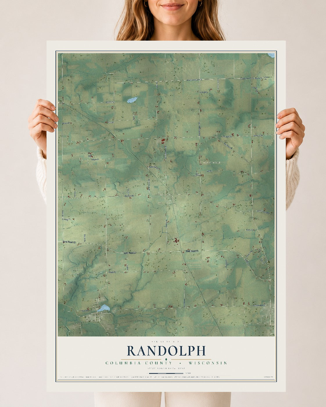 Map of Randolph, Columbia County, Wisconsin, 24 x 36 inch unframed archival matte print