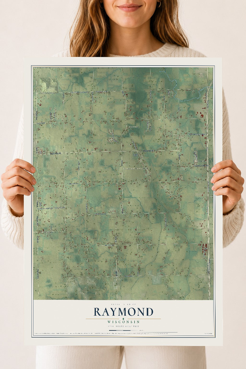 Map of Raymond, Wisconsin, 18 x 24 inch unframed archival matte print