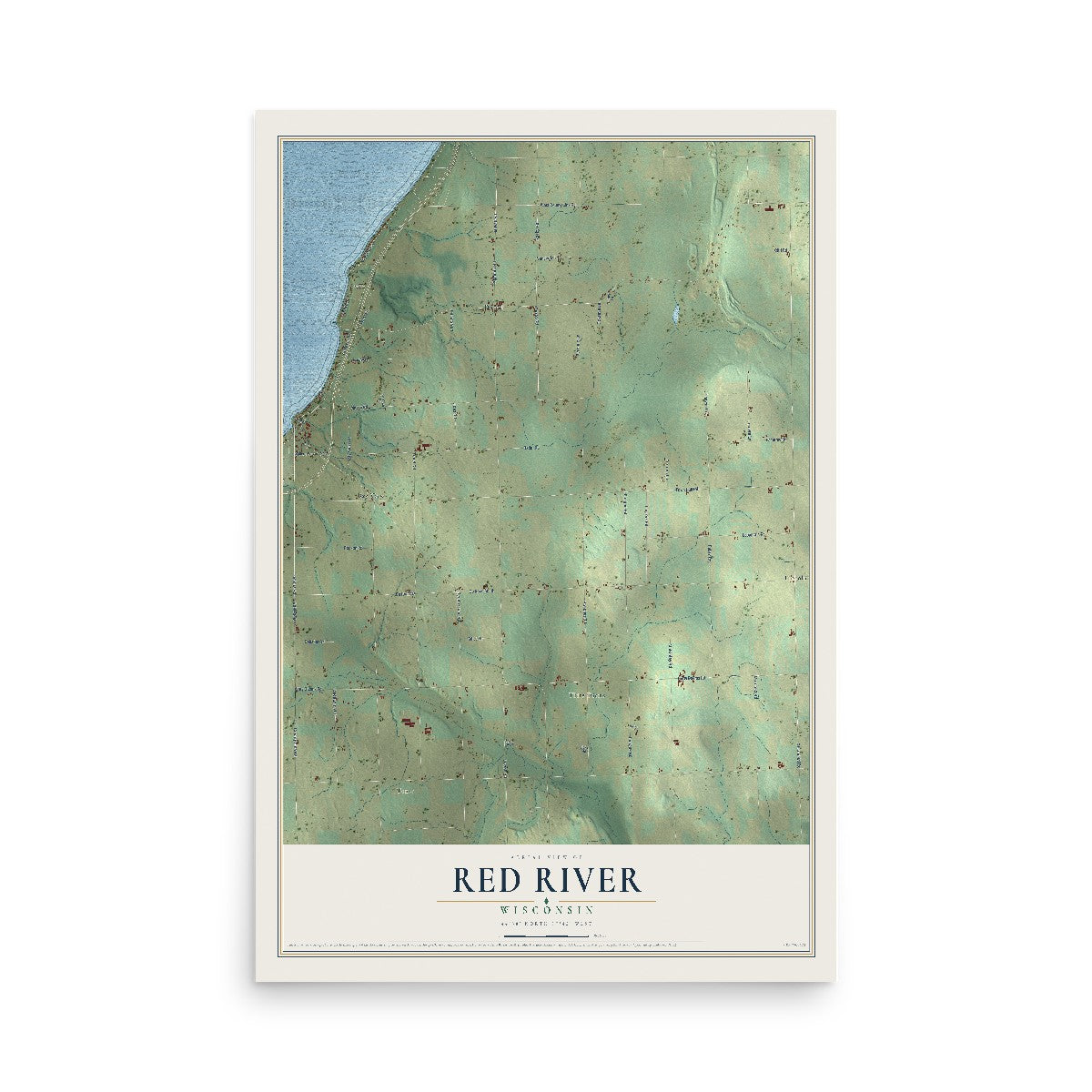 Map of Red River, Wisconsin, 12 x 18 inch unframed archival matte print
